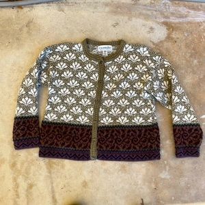 Caamano Pima cotton cardigan, white/brown, S